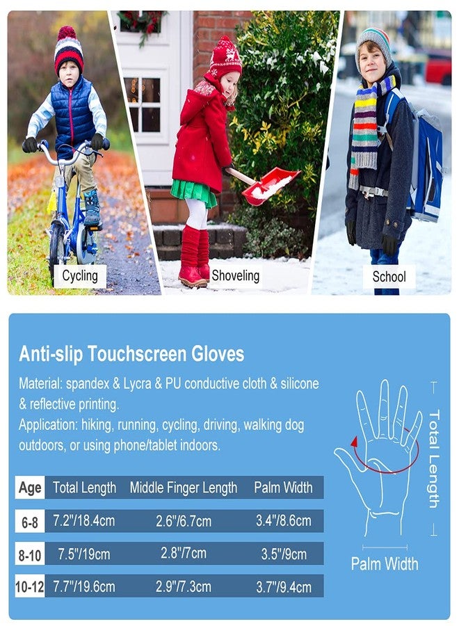 EEFOW Winter Waterproof Touchscreen Kids Gloves: Warm Lightweight Sport Snow Grip Wool Mitten for Age 10-12 Years Boys & Girls Youth Big Children for Ski Cycling Football Riding Soccer - Image 2